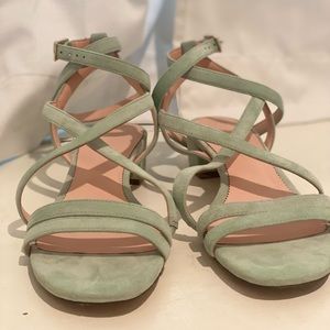 J.Crew mint green suede wrap sandals